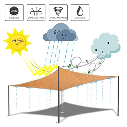 Sun Shade Sail Rectangle 95% UV Block Waterproof Patio Sun Sail Oxford Cloth Cover Canopy Sail Shades for Outdoor Patio, Lawn, Garden, Outdoor, Backyard -with Mounting Accessories (Black,2x2.5m(6.5x8.2ft)) — view 5