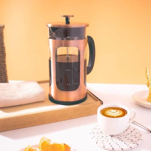 ADAMITA French Press Coffee Maker 8 cups 34 oz 304 Stainless Steel Coffee Press with 4 Filter Screens, Easy Clean Heat Resistant Borosilicate Glass - Free 100% BPA — view 4
