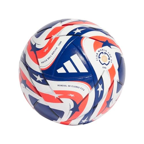 adidas FIFA Club World Cup Competition Ball - Thermally Bonded Seamless Construction, FIFA Quality Pro Certified, Bold Design Inspired by Flags and Stars (White/POBLUE/DKBLUE/Lucre, 4)