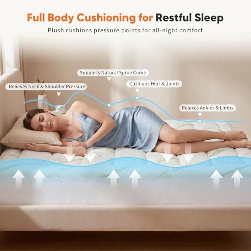 Sweetcrispy Ultra Soft Mattress Topper King Size - Viscose Made from Bamboo Pillow Top Mattress Pad for Breathable Cooling & Back Pain Relief, Deep Pocket Comfort Bed Topper, Green — view 3
