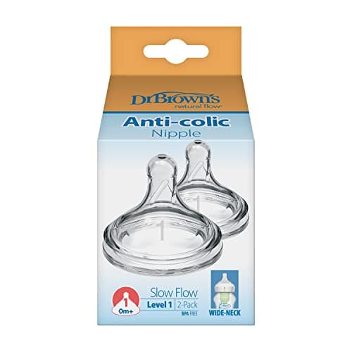 Dr. Brown’s Natural Flow Level 1, Wide-Neck Baby Bottle Nipple, Slow Flow, 100% Silicone, 2 Pack, 0m+ — view 8