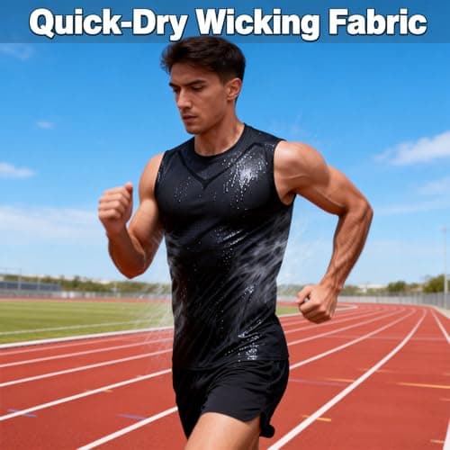 Lakemesure V Boost Shape Wear Shirt Men, V-Boost V2 Compression Tank, Quick-Drying Wicking Breathable Workout Gym Shirts (Black2,Large) — view 2