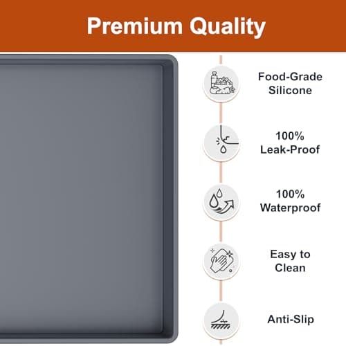 ukeetap Extra Thick Silicone Mat Waterproof with Raised Edge 40" x 22", Under Sink Mat for Kitchen & Bathroom, Kitchen Cabinet Liner, Multi-Purpose for Storage & Protection, Gray