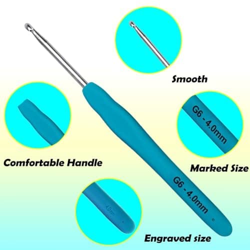 Yarniss Ergonomic Crochet Hooks Set, 9 Sizes Crochet Hooks with Case 2.0mm~6.0mm for Beginner
