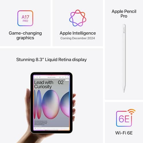 Apple iPad mini (A17 Pro): Apple Intelligence, 8.3-inch Liquid Retina Display, 128GB, Wi-Fi 6E, 12MP Front/12MP Back Camera, Touch ID, All-Day Battery Life — Purple — view 2
