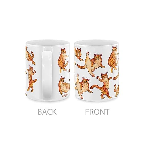 MUGBREW Orange Tabby Cat Funny Playful Postures Ceramic Coffee Mug Tea Cup, 11 OZ — view 2