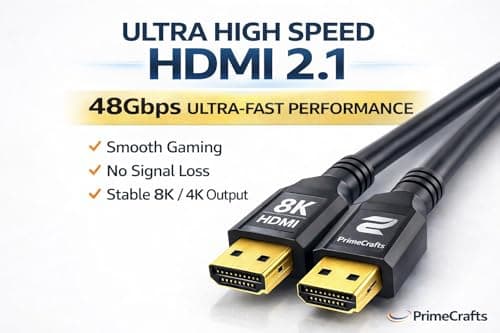 8K HDMI Cable 6.6FT | Certified Ultra High Speed | HDMI 2.1 Cord | 48Gbps | 8K@60Hz | 4K@120Hz | eARC/ARC | Extra Thin Flexible | Gaming & Home Cinema | Compatible with PS5, Apple TV, Laptop Projector