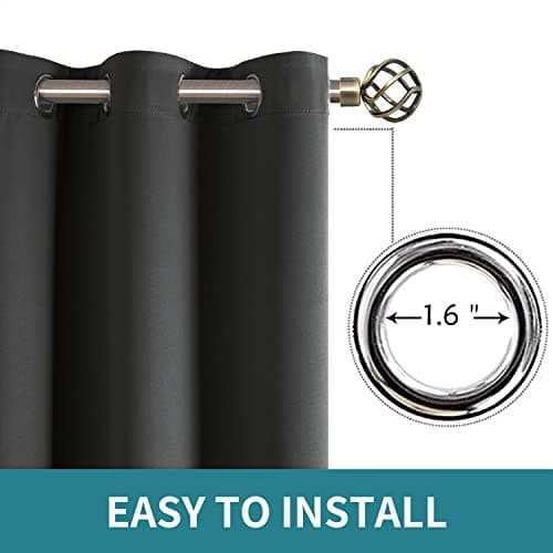 BGment Blackout Curtains 2 Panels for Bedroom - Black Out Curtains 63 Inches Long Window Room Darkening Grommet Thermal Insulated Curtains, 52 Inch Wide Each, Dark Grey — view 5