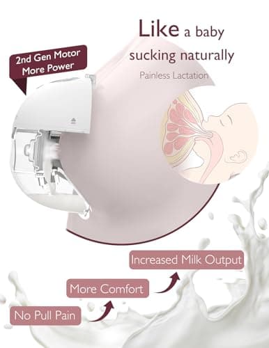 Momcozy M5 Smart App Control Hands Free Breast Pump, Double Wearable Breast Pump of Baby Mouth Double-Sealed Flange with 3 Modes & 9 Levels, Electric Pump Portable - 24mm, 2 Pack, Cozy Red — view 4