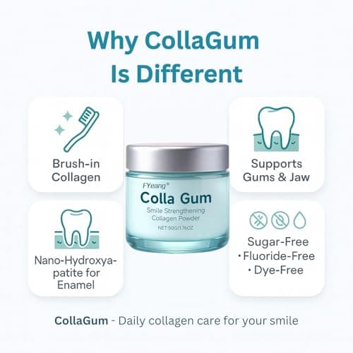FYeang® Collagum Smile Strengthening Powder, Removes Surface Stains From Teeth, Gum & Enamel Protection Tooth Powder for Daily Use — view 2