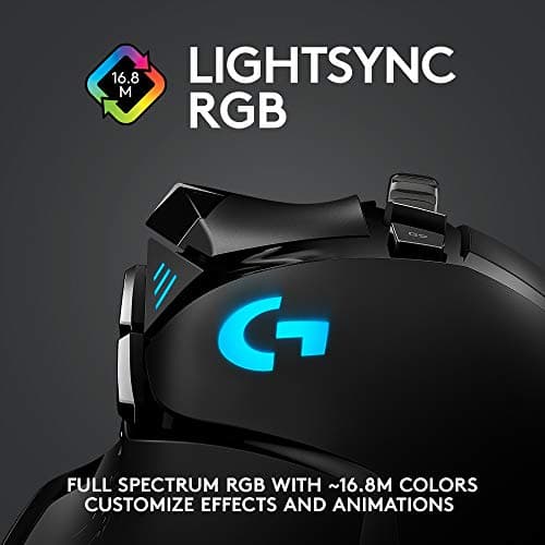 Logitech G502 Lightspeed Wireless Gaming Mouse with Hero 25K Sensor, PowerPlay Compatible, Tunable Weights and Lightsync RGB - Black — view 7