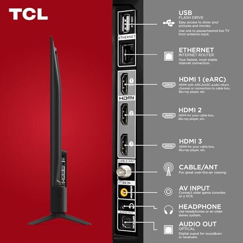 TCL 50-Inch Class S4 4K LED Smart TV with Fire TV (50S450F-CA), Dolby Vision HDR, Dolby Atmos, Alexa Built-in, Apple Airplay Compatibility, Streaming UHD Television, Black — view 12