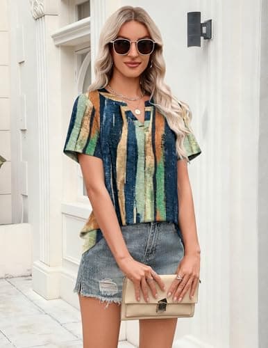 Zeagoo Shirts for Women Short Sleeve Blouses 2026 Fashion Spring Summer Basic Clothes Business Work Tunic Top Multicolor 2XL — view 4