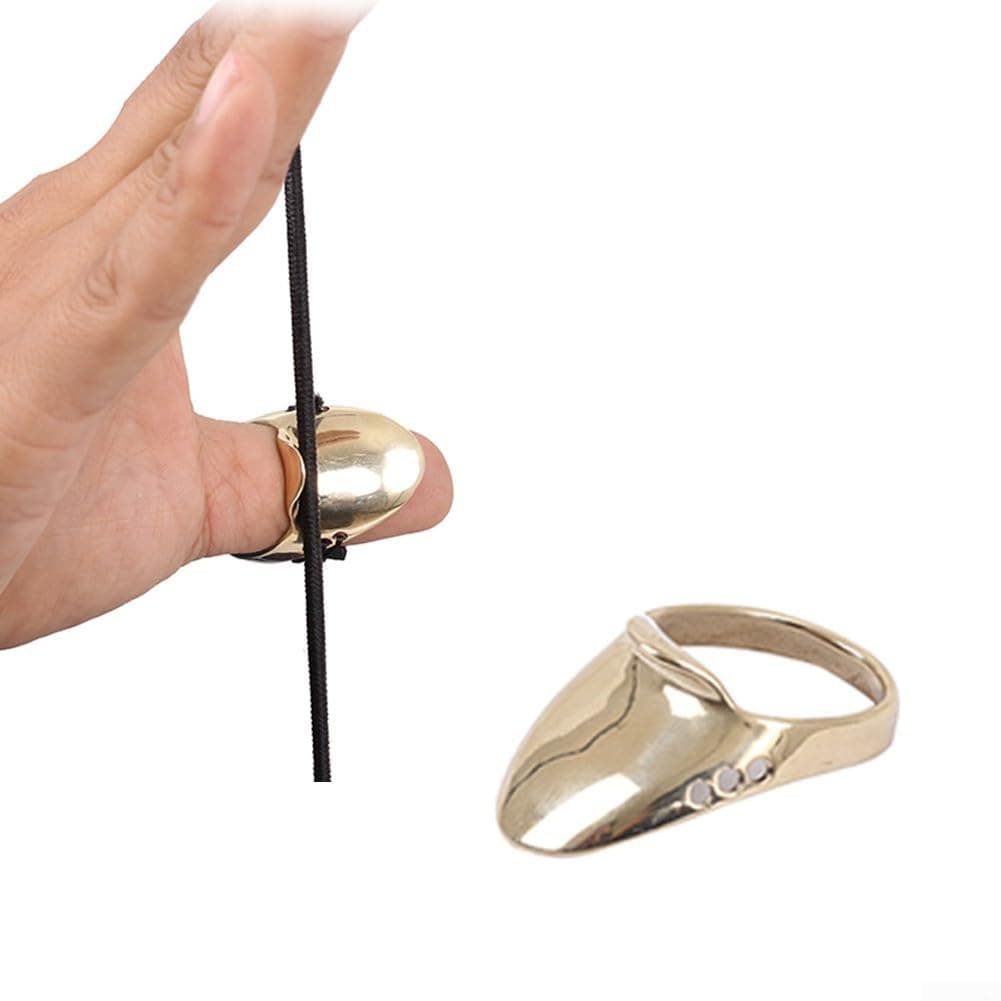 Anillo de latón para el pulgar, protector de dedos con almohadilla de cuero, tamaños de 18-24 mm compatibles con caza con arco, protección de tiro (18#) — view 4