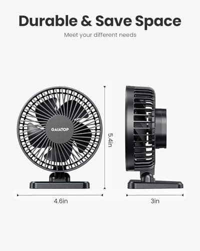 Gaiatop USB Desk Fan, Small But Powerful, Personal Quiet 3 Speeds Portable Fan, Adjustment Mini Table Desktop for Better Cooling Home Office Car Indoor Outdoor Black — view 4