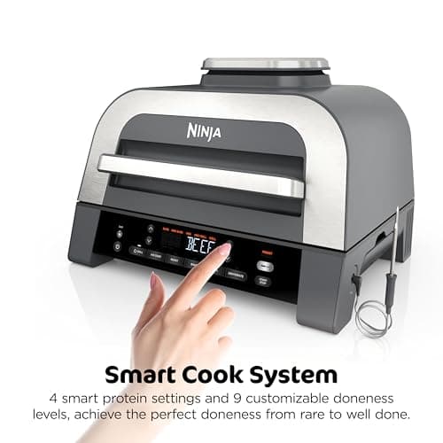 Ninja DG551 Foodi Smart XL 6-in-1 Indoor Grill with Air Fry, Roast, Bake, Broil, & Dehydrate, Foodi Smart Thermometer, 2nd Generation, Black/Silver — view 2