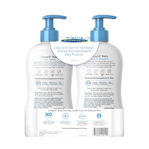 Cetaphil Baby Wash & Shampoo Plus Body Lotion, Healthy Skin Essentials, Head to Toe Hydration for up to 24 Hours, for Delicate, Sensitive Skin, 2-Pack,White — view 7