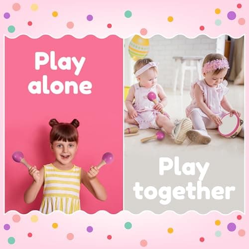 Stoie's Wooden Toddler Musical Instruments with Xylophone, Maracas, Triangle, Tamburine for Babies and Kids, Eco Friendly Montessori Educational Toy — view 5