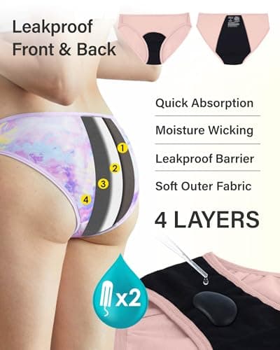 Neione Period Underwear Women Menstrual Panties High-Cut Cheeky Bikini Briefs Modal Leak Proof Undies 5 Pack Romance M — view 2