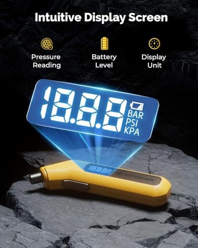 Tire Pressure Gauge Digital 200 PSI, HYVOHEX Tire Gauges for Tire Pressure with AAA Batteries, Visual LED Display Tire Gauge with Backlight, Digital Tire Gauge for Car Truck Motorcycle Bicycle (Grey) — view 4