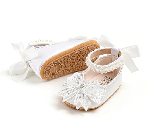 Baby Princess Shoes Mary Jane Infant First Walkers Shoes with Bow & Pearl — view 3