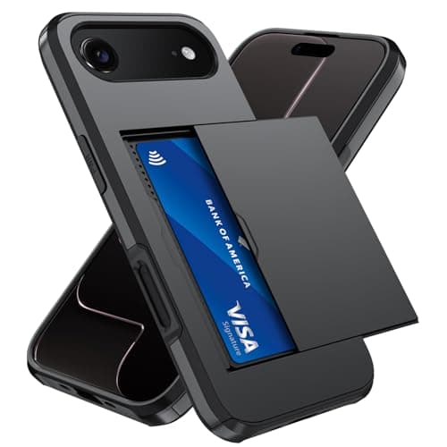 Qinmay Compatible with iPhone 17 Air Case Wallet,Built-in Card Holder, Heavy Duty Protective Dual Layer Shockproof Hidden Card Slot Slim Wallet Phone Cover for iPhone 17 Air，Black