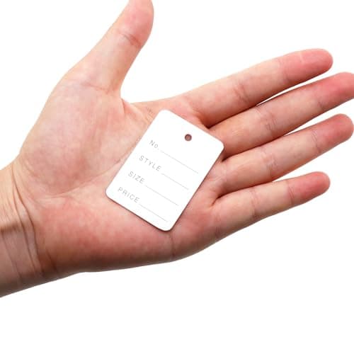 3000 PCS White Price Tags with Pre-Punched Holes, 1.94" x 1.38" Blank Kraft Paper Labels for Jewelry, Clothing, Retail, Shoes, Stationery, Crafts, Store Display and Merchandise Labeling — view 8