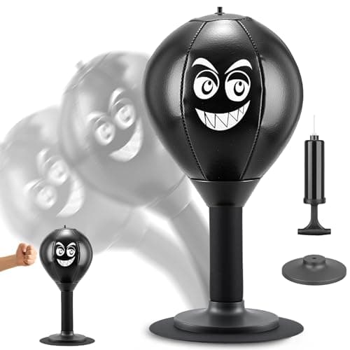 Desktop Punching Bag, Small Relaxing Punch Rage Bag Stress Relief with Upgraded Strong Suction Cup & All-Around Foam Protect Spring, Portable Tabletop Boxing Ball for Friends Adult Youth Office