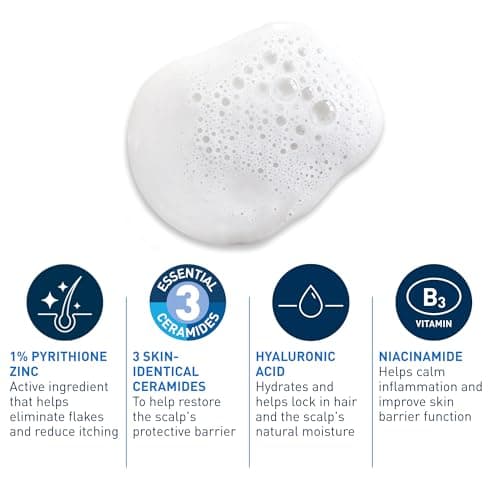 CeraVe 2-in-1 Anti-Dandruff Hydrating Shampoo and Conditioner, Gently Cleanse Scalp, Remove Flakes, & Reduce Itching while Hydrating the Hair. Suitable for all Hair Types, Even Colour-Treated. 355mL — view 3