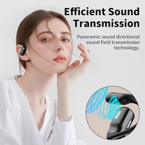 BUGANI Open Ear Earbuds, 5.2 Wireless Earbuds Noise Cancelling, Immersive Stereo Sound, Fast Charging, Bluetooth Headphone for Running, 32h Playtime and Waterproof Black — view 5