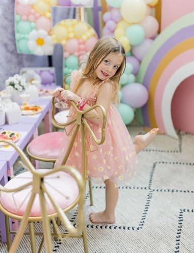 AGQT Baby Girls Daisy Tutu Dress Sleeveless Tulle Tutu Dress Princess Birthday Party Babydoll Dresses Pink Daisy-Lace Size 18-24 Months — view 7