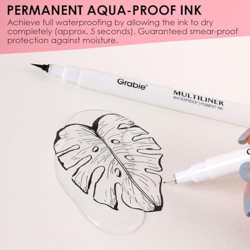 Grabie Micro Fineliner Pens, 6 Black Fine Line Waterproof Drawing Pens, Assorted Point Sizes for Sketching, Illustration, Journaling, Art Supplies — view 6