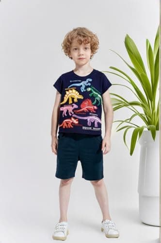 Winzik Boys Shirts, Toddler Boys' Tops Tees T Shirts Kids Short Sleeve Summer Dinosaur Clothes 2-8T (4-5T, Dinosaur 3#)