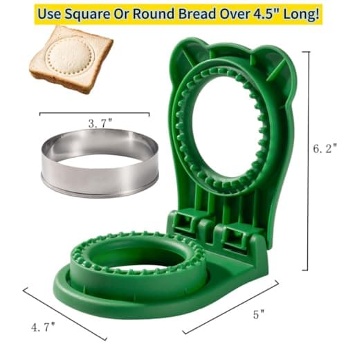 CHICHAUS Uncrustable Sandwich Maker,Sandwiches Pocket Circle Shape 3.7Inch Sandwich Cutter and Sealer,Sandwich Cutter for Kids Breakfast and lunchboxes (Green) — view 2
