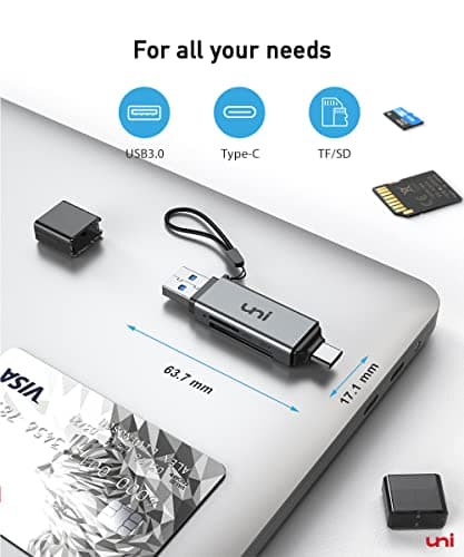 uni SD Card Reader, High-Speed USB C to Micro SD Card Adapter USB 3.0 Dual Slots, Memory Card Reader for SD/Micro SD/SDHC/SDXC/MMC, Compatible with MacBook Pro/Air, Chromebook, Android Galaxy — view 6