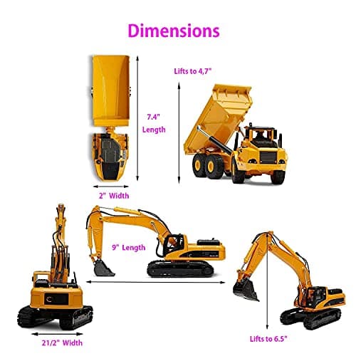 Ailejia 1/50 Scale Articulated Dump Truck Excavator Toy Alloy Models Construction Vehicle s Model Engineering Car Toy boy Gift (Engineering car Suit) — view 5