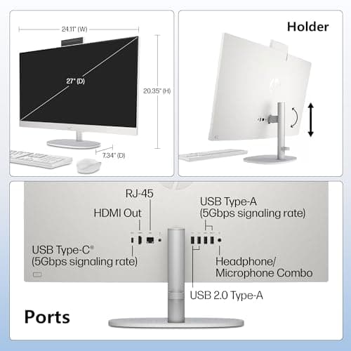 HP 27” FHD Touchscreen All-in-One – Everything to Just Work, Intel Core Ultra 7 155U, 16GB DDR5, 1TB SSD, Free Web Office, HDMI & Ethernet, Windows 11 Pro, USB-C Docking Station Included — view 2