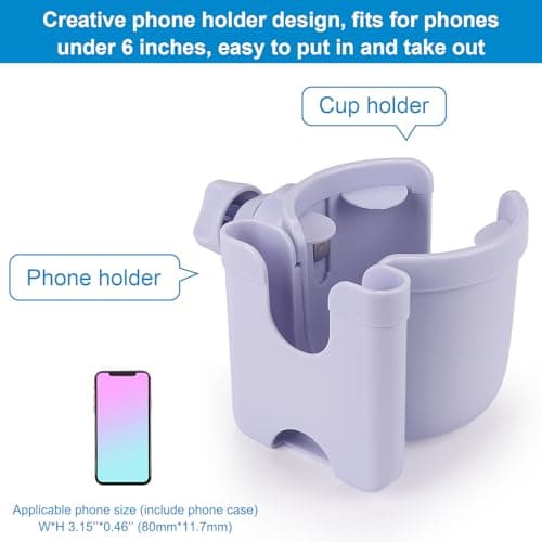 Accmor Stroller Cup Holder with Phone Holder, Bike Cup Holder, Universal Cup Holder for Uppababy Nuna Doona Strollers, 2-in-1 Cup Holder for Walker, Wheelchair, Scooter — view 2