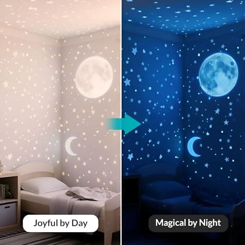 LUMOSX Glow in The Dark Stars for Ceiling - 1050pcs w/Moons + Ebook, Glow in The Dark Stickers of Ceiling Stars Glowing Star Decal Decoration, Star Ceiling for Kids Room Decor Kids — view 5