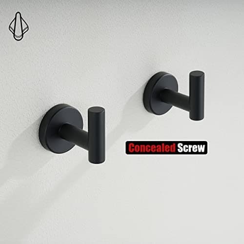 JQK Black Bathroom Towel Hook, Coat Robe Clothes Hook for Bathroom Kitchen Garage Wall Mounted (2 Pack), 304 Stainless Steel Matte Black, TH100-PB-P2 — view 6