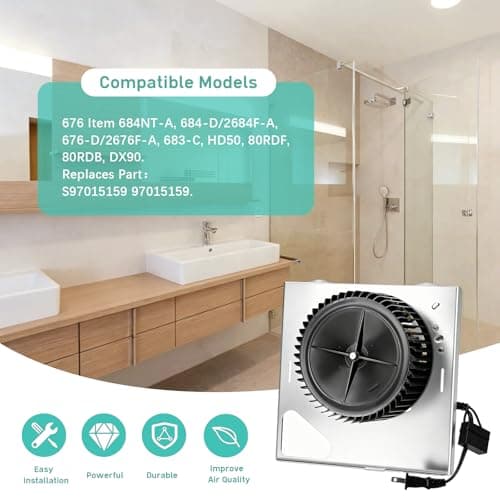 Upgraded 97015159 S97015159 Motor Assembly Compatible with Broan NuTone, Replacement for 676-D 2676F-A 684-D 2684F-A 684NT-A 683-C DX90 80RDF 80RDB, Bathroom Exhaust Fan Motor Assembly — view 3