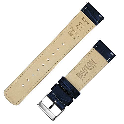 21mm Navy Blue - BARTON Alligator Grain - Quick Release Leather Watch Bands — view 3