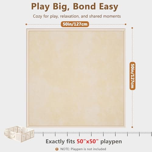 Baby Play Mat for Floor, 1.3'' Thick Memory Foam Tummy Time Mat - Super Soft Coral Velvet Nursery Rug with Non-Slip Backing, Crawling Mat for Toddlers/Infants, Yoga & Tatami Use, 50''x50''