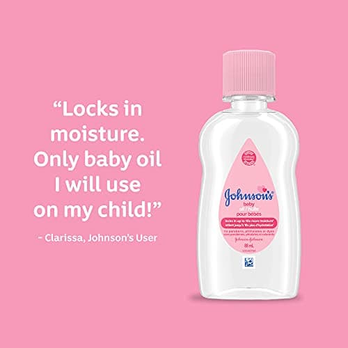 Johnson's Baby Oil Moisturizer & Massage Oil for Skincare, Hypoallergenic Formula for Delicate Skin, Locks in Moisture, Dermatologist Tested, Mineral Oil, 591 mL — view 2