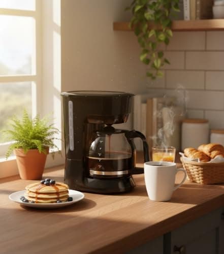 BLACK 12-Cup Coffee Maker with Easy On/Off Switch, Easy Pour, Non-Drip Carafe with Removable Filter Basket, Keep Hot — view 4