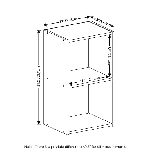 Furinno PASIR Book Shelf, 2-Tier Modern Bookshelf, Open Shelves Cube Bookcase, 9 x 12 x 21, Easy Assembly, Closed Back, for Living Room, Bedroom, Home Office, Plain White — view 2