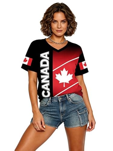 MEESHEEP Canada Shirt Women 2026 World Soccer Fans T-Shirts Football Jersey Canadian National Day Tees — view 2