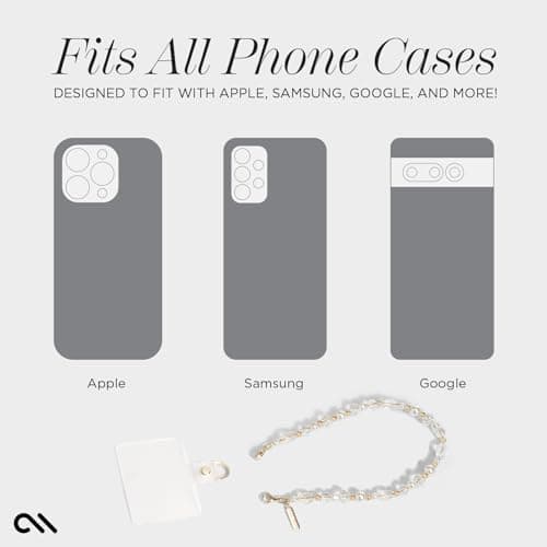 Case-Mate Phone Charm Wrist Strap w/Pearls & Crystals - Crystal Pearl Gold — view 8