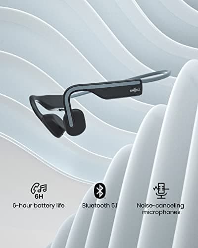 Shokz (AfterShokz) OpenMove - Open-Ear Bluetooth Sport Headphones - Bone Conduction Wireless Earphones - Sweatproof for Running and Workouts, with Sticker Pack (Grey) — view 5