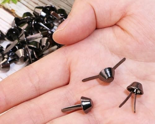 Nailhead Spike, 50 Pcs Purse Handbag Cone Feet Nailhead Stud 2 Prong Metal Flat Brad Nailhead Studs for Clothing Bag Leather Shoes Punk Rock Jewelry Craft (10mm) — view 4